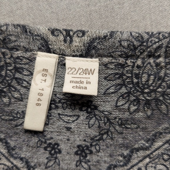 Est 1946 Paisley Tunic Top Womens Plus 22/24W Grey Blue Stretch Knit Boho Blouse - Picture 7 of 13